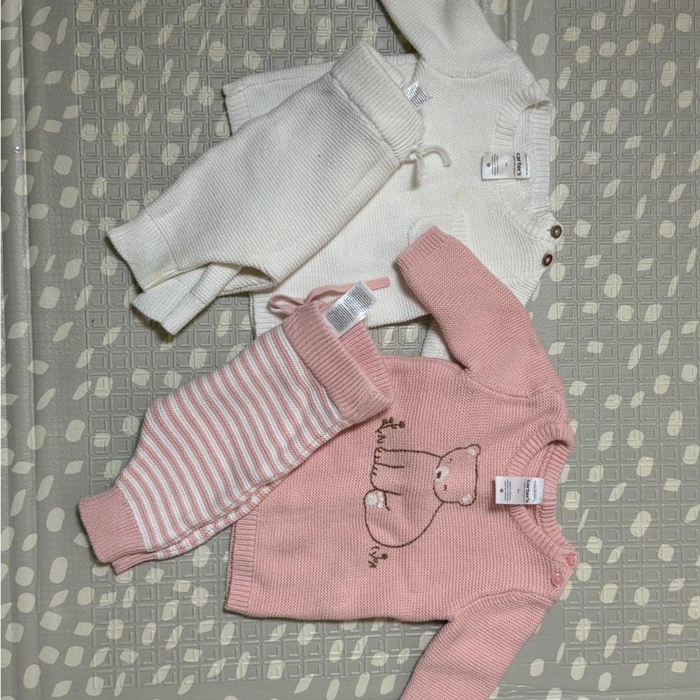 Carter's Pink and Cream Baby Sweater Set